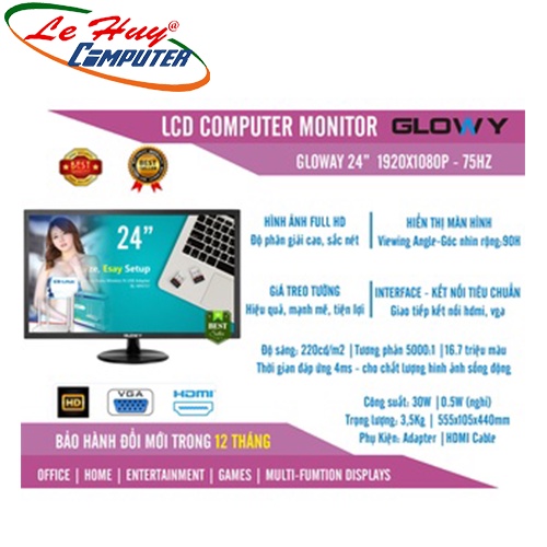 Màn hình máy tính GLOWY GL24 24Inch FullHD VGAHDMI