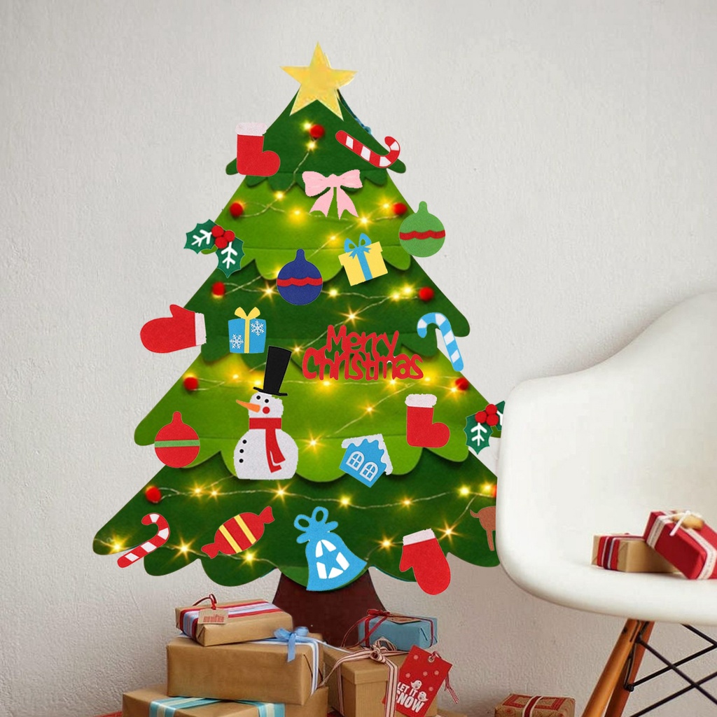 Cây thông noel giáng sinh vải dạ trang trí có  nhám dính cho bé tự trang trí không gian decor