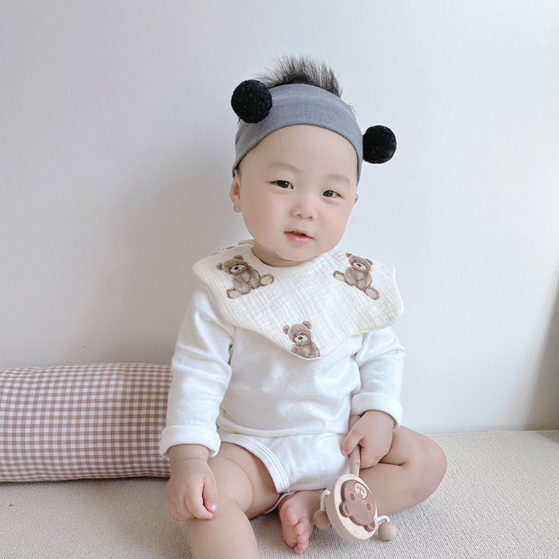 Yếm Ăn Cotton 6 Lớp Xoay 360 Độ Hình Cánh Hoa Xinh Xắn Cho Bé