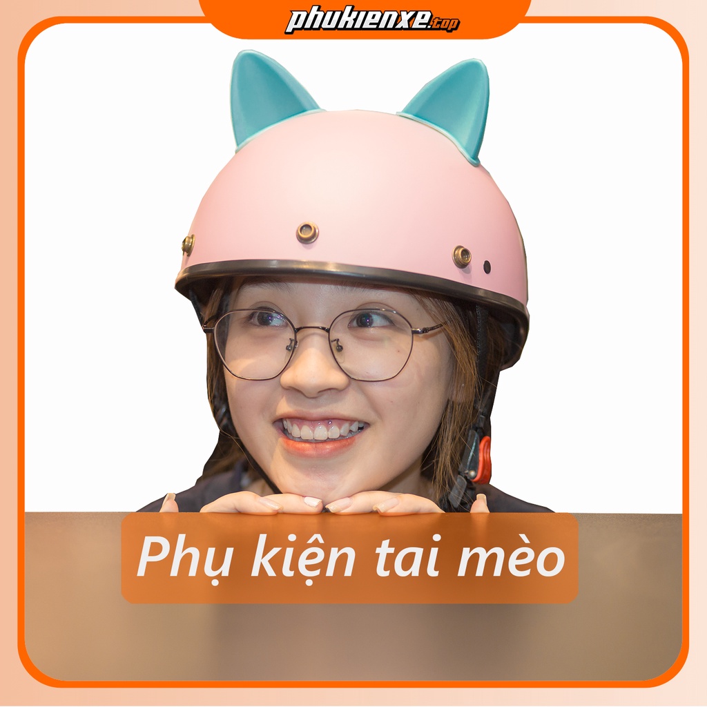 Tai mèo gắn mũ bảo hiểm trang trí đủ màu - PKX
