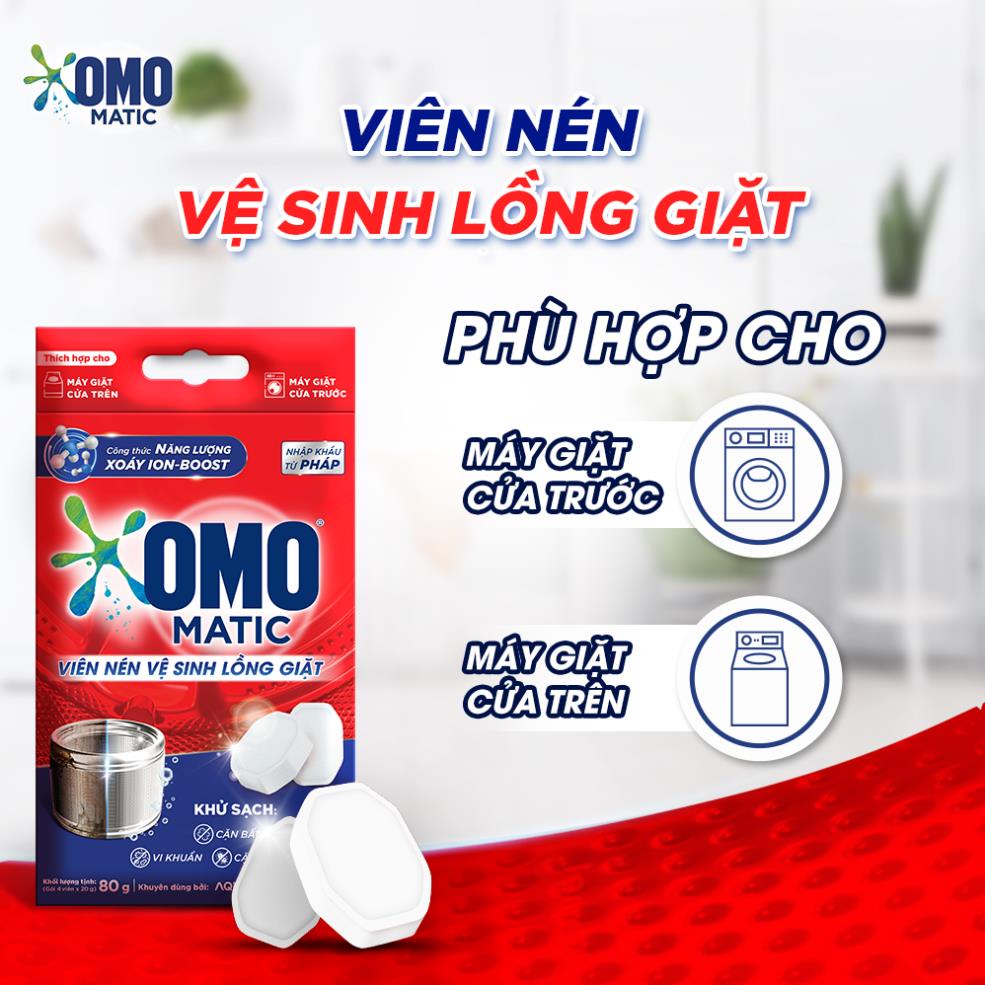 Combo 8 Viên Nén Vệ Sinh Lồng Giặt OMO Matic (20gr/viên)