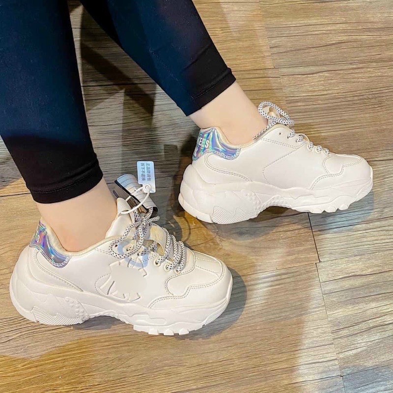 Giày thể thao sneaker đế độn gót màu metalic