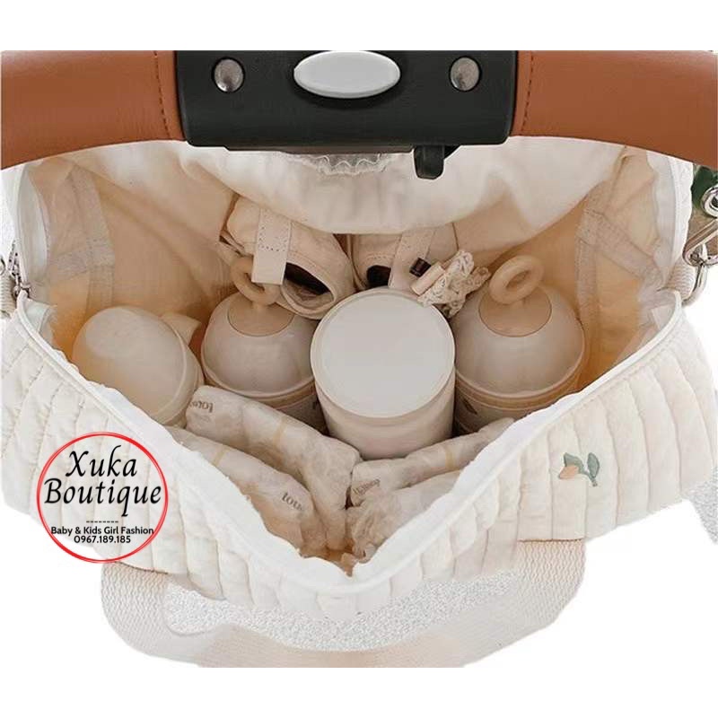 Túi Đeo Bỉm Sữa Đa Năng Sz đại 36x30x12cm Vải Chần Bông Phong Cách Hàn