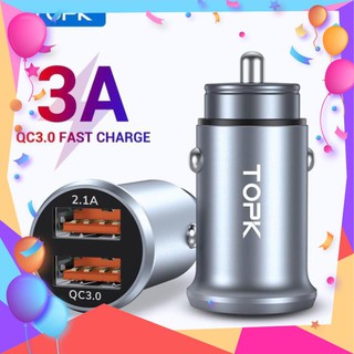 Tẩu sạc nhanh TOPK G210Q 2 cổng USB 3.0 3.1A mini dùng trên xe hơi cho Iphone Huawei Samsung Xiaomi TPHCM