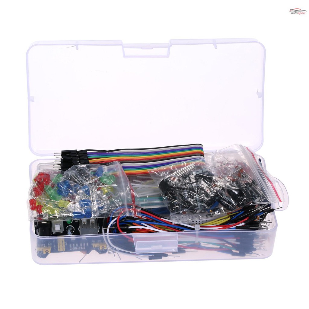 Arduino Component Starter Kit with Resistors(10 kinds), LEDs(6 color), Potentiometer, Solderless Jumper Wire, Preformed Breadboard Jumper Wire Kit for Arduino UNO R3