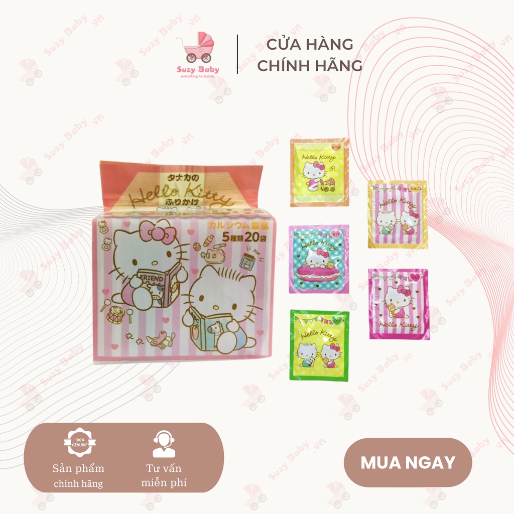Gia vị rắc cơm Hello Kitty Nhật mẫu mới gồm 20 gói nhỏ cho trẻ ăn dặm