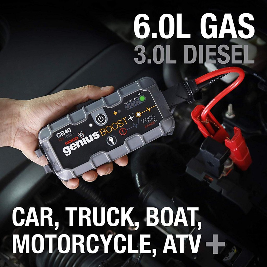 BỘ KÍCH ĐIỆN NỔ XE HƠI NOCO GB40 KIÊM SẠC DỰ PHÒNG 1000A (TẶNG KHĂN 3M)
