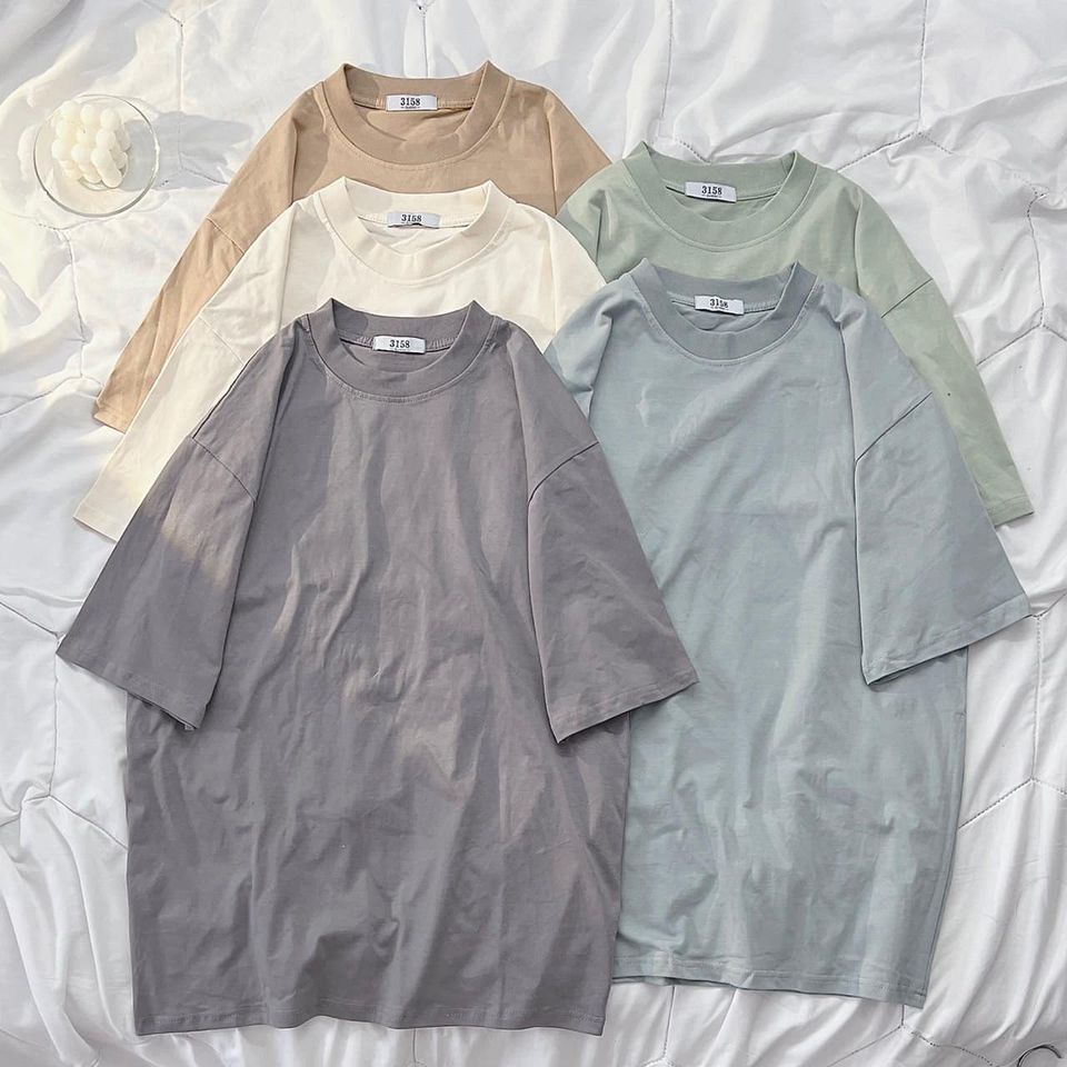 Áo thun trơn nhiều màu form rộng 100% cotton  Tanazi Closet