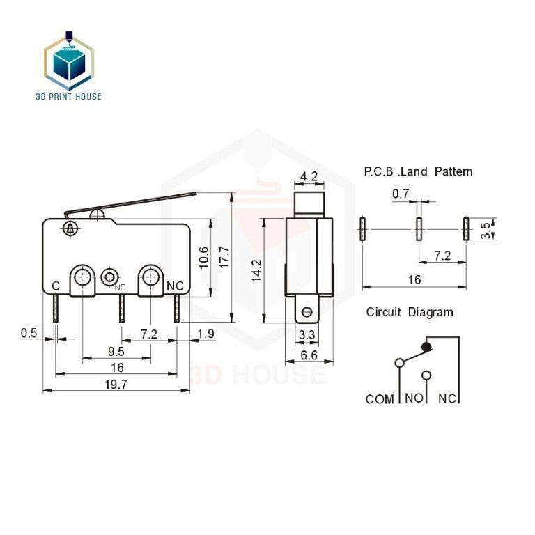 Công tắc hành trình 5A 250V có bánh xe