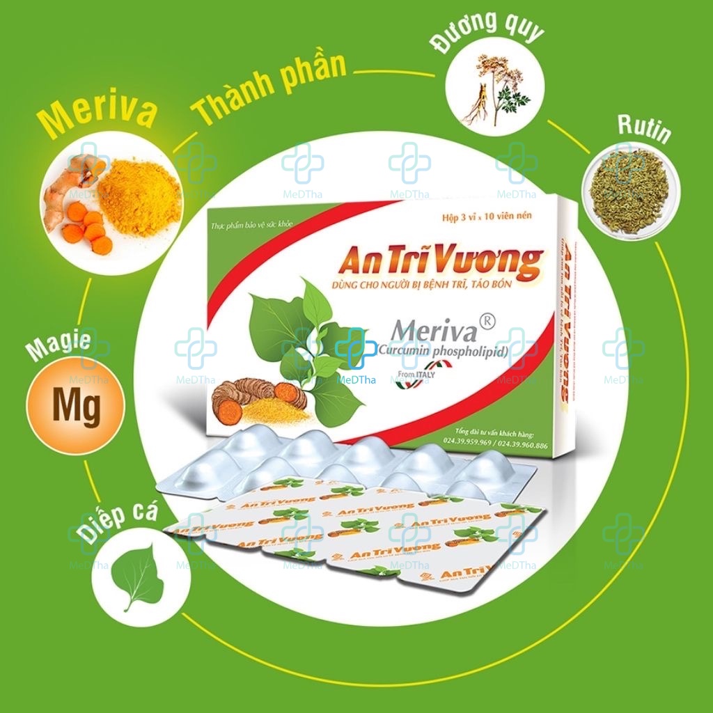 An Trĩ Vương - Diếp Cá, Rutin, Thanh Nhiệt, Giải Độc, Trĩ, Táo Bón (Hộp 30 Viên/ Tuýp 10g) [Chính Hãng]