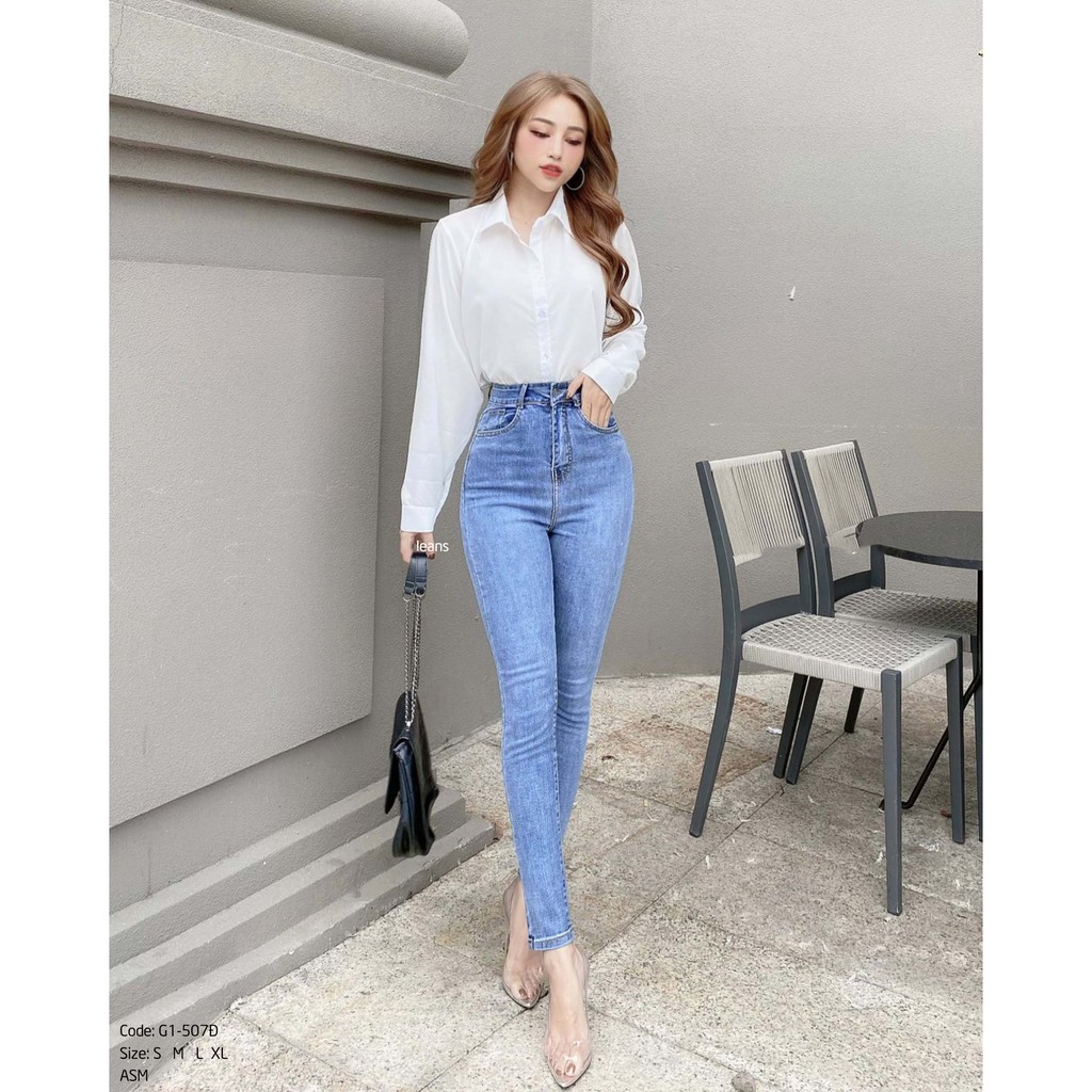 Quần jean nữ ôm Kpboutique mã G1-507Đ màu xanh nhạt, hình thật 100% shop chụp, đổi trả nếu không hài lòng