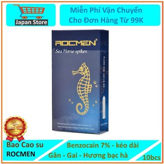 [CHÍNH HÃNG] Bao Cao Su Rocmen Cá Ngựa xanh - Hộp 12 chiếc