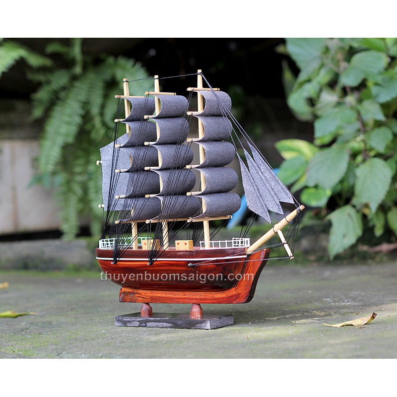 Thuyền buồm gỗ phong thủy trang trí 27cm gỗ tự nhiên, quà tặng khách hàng rẻ đẹp