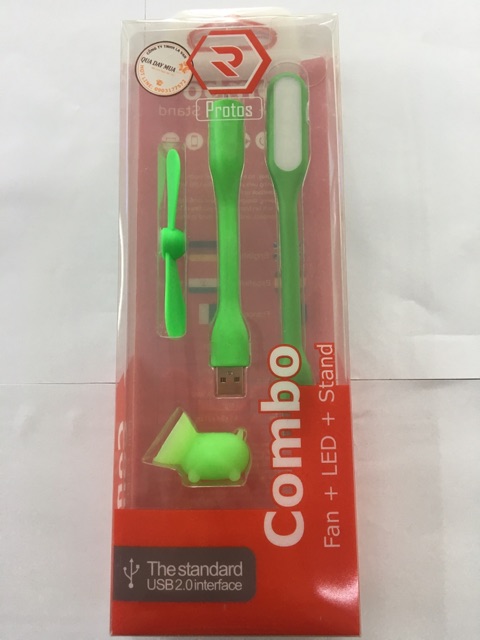 Combo đèn led + quạt + giá đỡ điện thoại