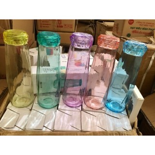BÌNH NƯỚC THỦY TINH ĐỦ MÀU DÁNG KIM CƯƠNG CAO CẤP 430ML hh060 | BigBuy360 - bigbuy360.vn