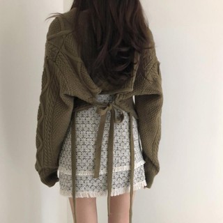 (ORDER) Áo len nữ vặn thừng thiết kế độc đáo thắt nơ sau lưng style retro Hàn Quốc ( HÀNG_MỚI )