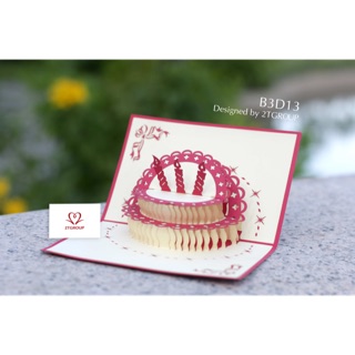 Thiệp 3d 2Tpopup bánh kem sinh nhật 10x15 cm