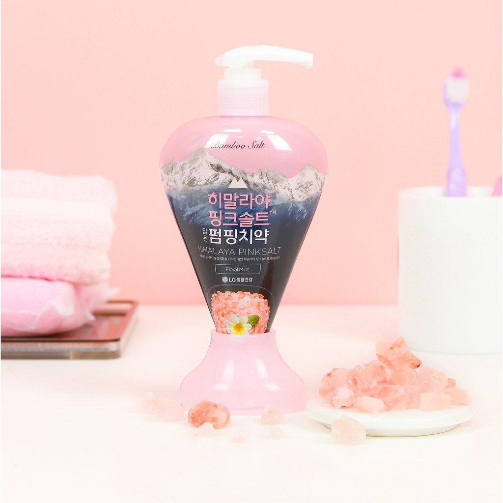 Kem đánh răng dạng vòi Bamboo Salt Muối Hồng Himalaya Pumping Hương Hoa Bạc Hà 285g