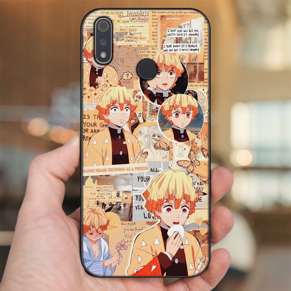 Ốp lưng Realme 3, 3 Pro viền đen in hình Zenitsu Kimetsu no Yaiba