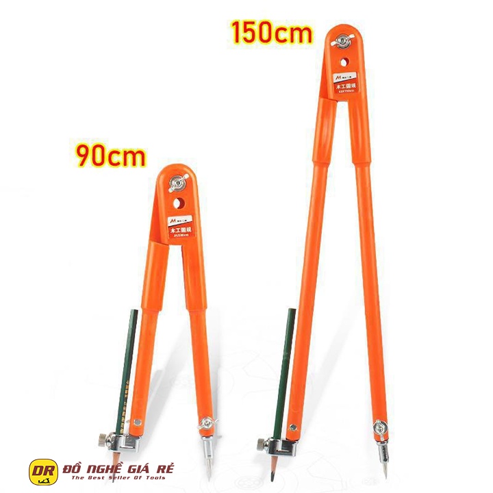 Compa kỹ thuật vẽ đường tròn lớn 90 đến 150cm - Tặng bút lấy dấu gỗ