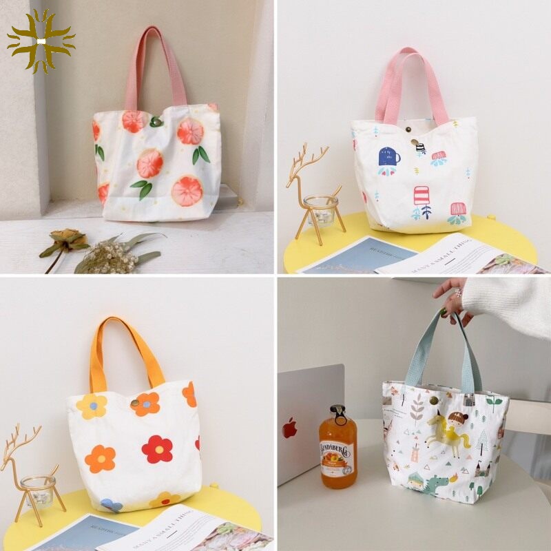 Túi tote canvas sức chứa lớn dễ thương cho Going To School JP3