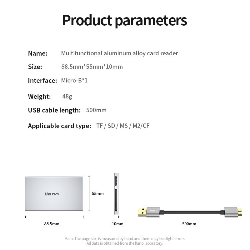 Đầu đọc thẻ llano hỗ trợ thẻ SD / TF / CF / MS / M2