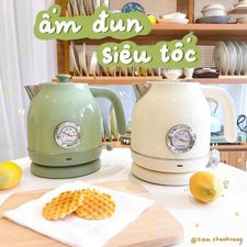 Sẵn)Ấm siêu tốc đun nước Xiaomi Ocooker phong cách Retro có mặt đồng hồ hiển thị nhiệt độ