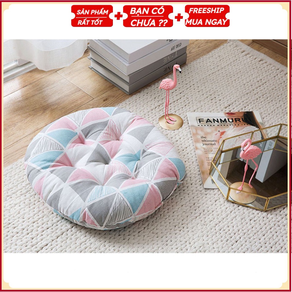 Đệm Tròn Ngồi Bệt 40cm - Bông Và Vải Lanh