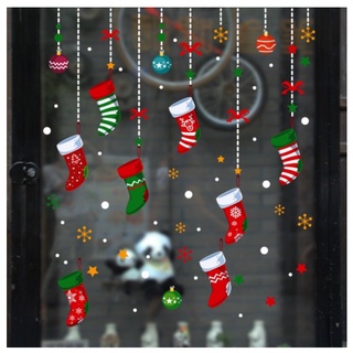Decal trang trí Noel - Rèm tất đỏ