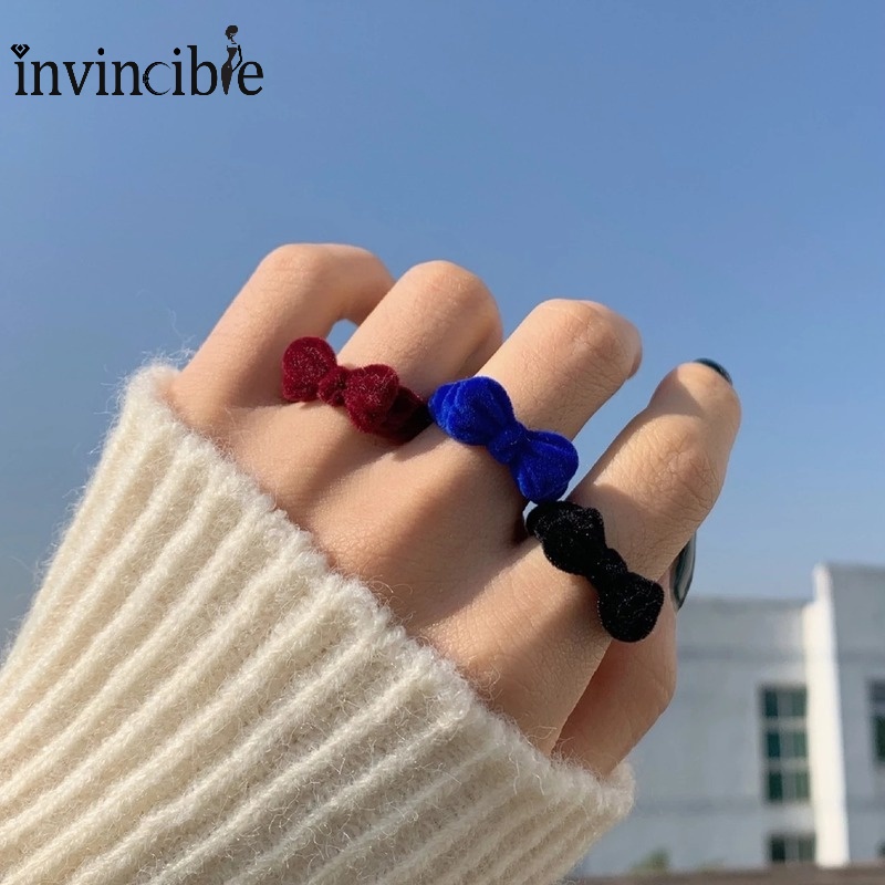 Nhẫn Đeo Tay Hình Nơ Hở Màu Rượu Vang Đỏ Rượu Vang Phong Cách INS Cổ Điển Dễ Thương Dành Cho Bạn Nữ