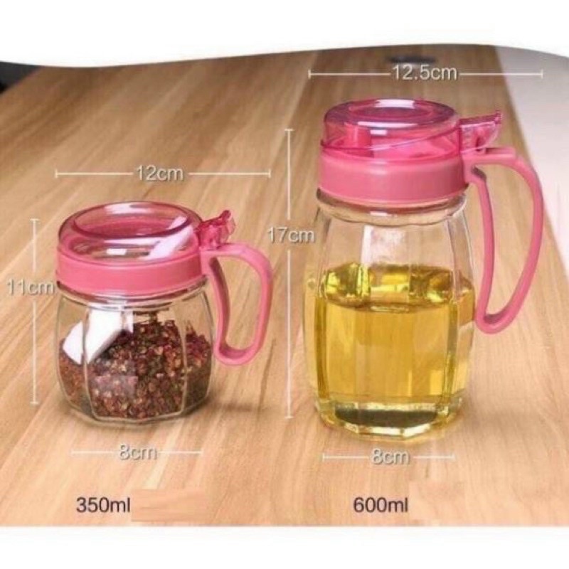BỘ GIA VỊ THỦY TINH 5 MÓN CÓ TAY CẦM .
