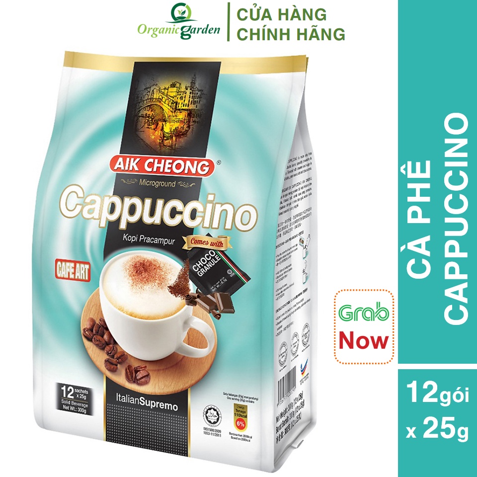 Cà Phê Cappuccino Aik Cheong Malaysia 300g (12 Gói x 25g) - Cappuccino with Choco Granule