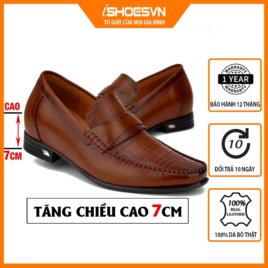 Giày da nam tăng chiều cao ISHOESVN IS218 - Giày lười công sở