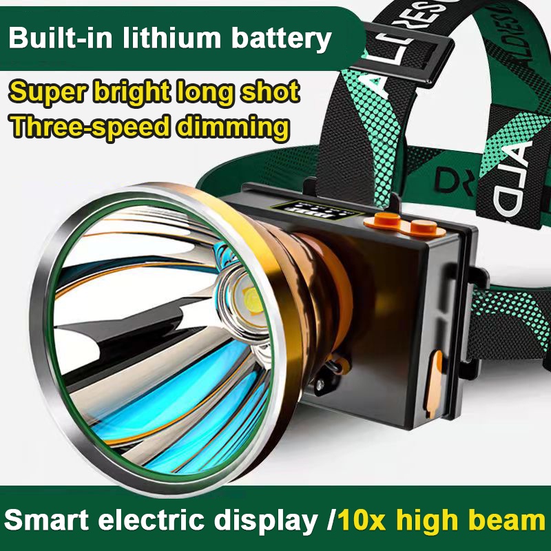 Đèn pha có thể sạc lại Đèn pha LED chống thấm nước 6000 Lumens Đèn pin siêu sáng 3 chế độ Đèn pha dành cho người lớn Đi bộ đường dài Cắm trại