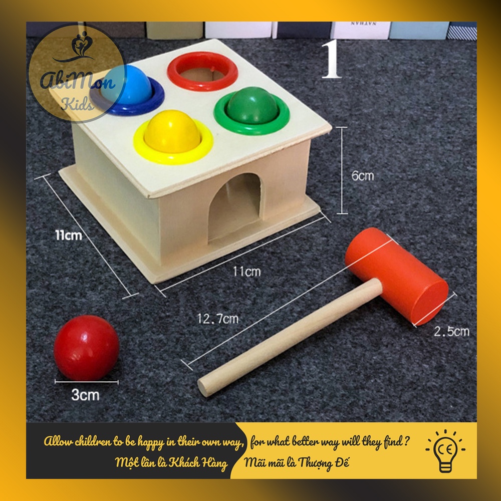 Đập Bóng Hộp Vuông Bằng Gỗ Cho Bé ☘️ Montessori cao cấp ✨ (Đồ chơi Gỗ - Đồ chơi Giáo Dục - An toàn - Thông minh)