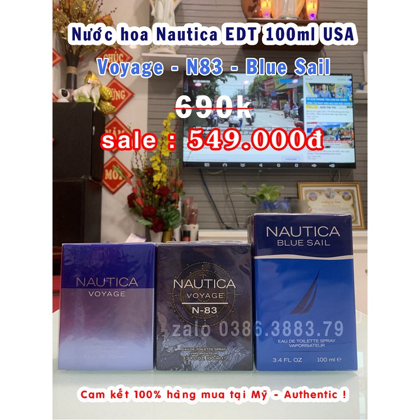 Nước hoa Nautica Voyage - Nautica N83 - Nautica Blue Sail EDT 100ml người nhà US gửi về seal !