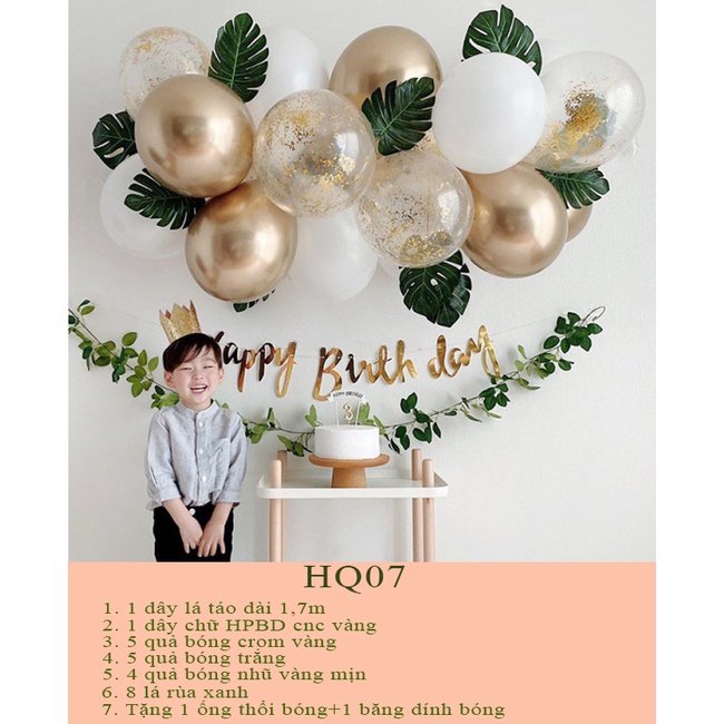 Combo set bong bóng happy birthday trang trí sinh nhật Hàn Quốc cho bé trai, gái và người lớn cực xinh, đầy đủ phụ kiện