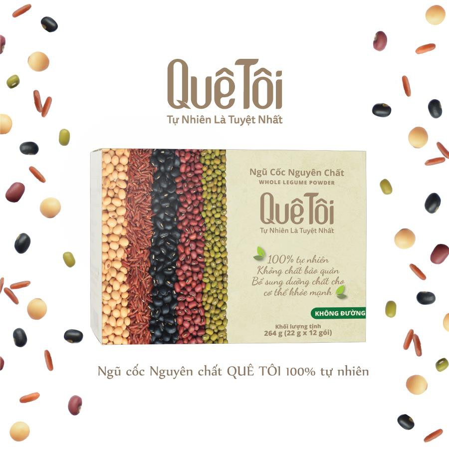 Hộp 12 gói Bột ngũ cốc nguyên chất Quê Tôi 12gx22gr