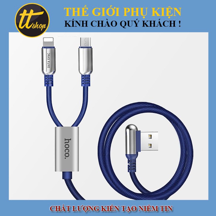 Cáp Sạc 2 Đầu Cao Cấp Hoco U17 Capsule - Dài 1.5M (Microusb Và Lightning) - Thế Giới Phụ Kiện Số - TT Shop