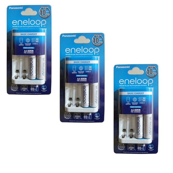 3 Máy sạc kèm 2 pin AA 2000mah Panasonic eneloop BQ-CC51E