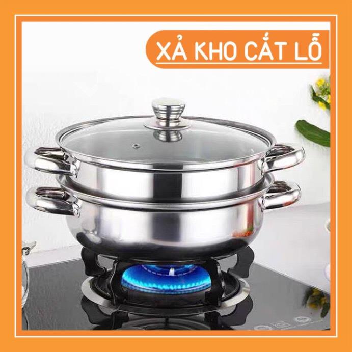SALE CUỐI NĂM Nồi hấp Inox 2 tầng (size 28cm) sử dụng cho cả bếp từ và bếp ga