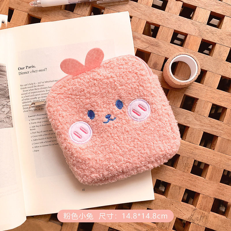 【Ready Stock】Cute Animal Print Canvas Bag Plush Storage Bag Portable Girl Heart Large Capacity Storage Bag