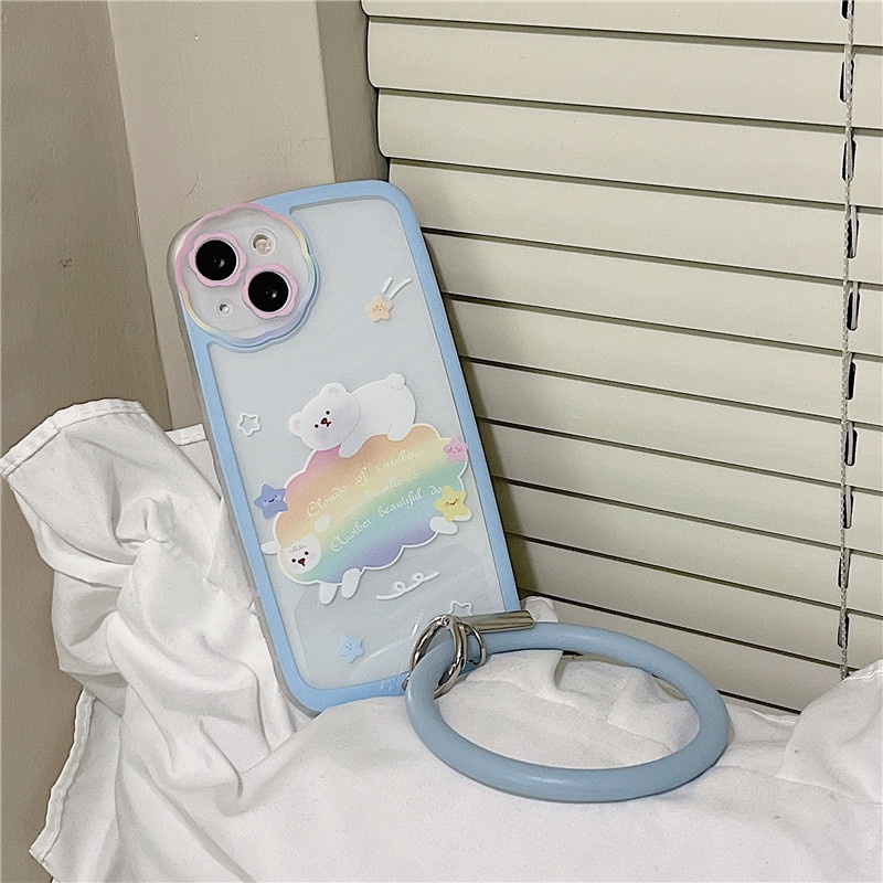 Ốp lưng iphone Ốp Điện Thoại Silicon Họa Tiết Hoa Xinh Xắn Kèm Dây Đeo Cho iPhone 13Promax iPhone14pro 78plus/X/XR// Promax/Mini Dinuo case