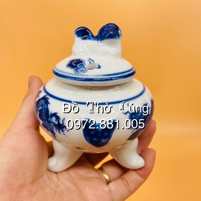 Lư đốt trầm men lam