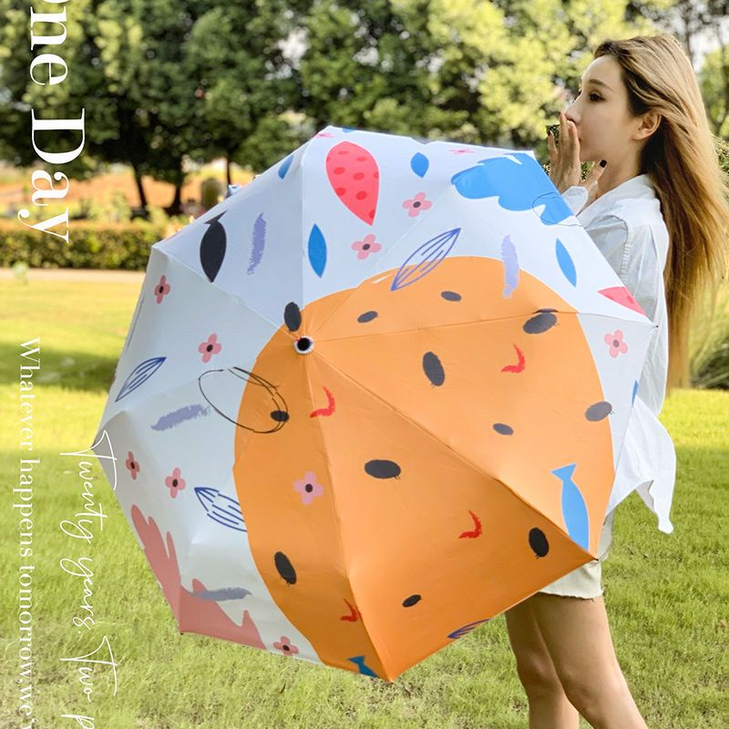 Dù Gấp Gọn Chống Mưa Nắng Thiết Kế Dễ Thương Tiện Dụng Cho Nữ