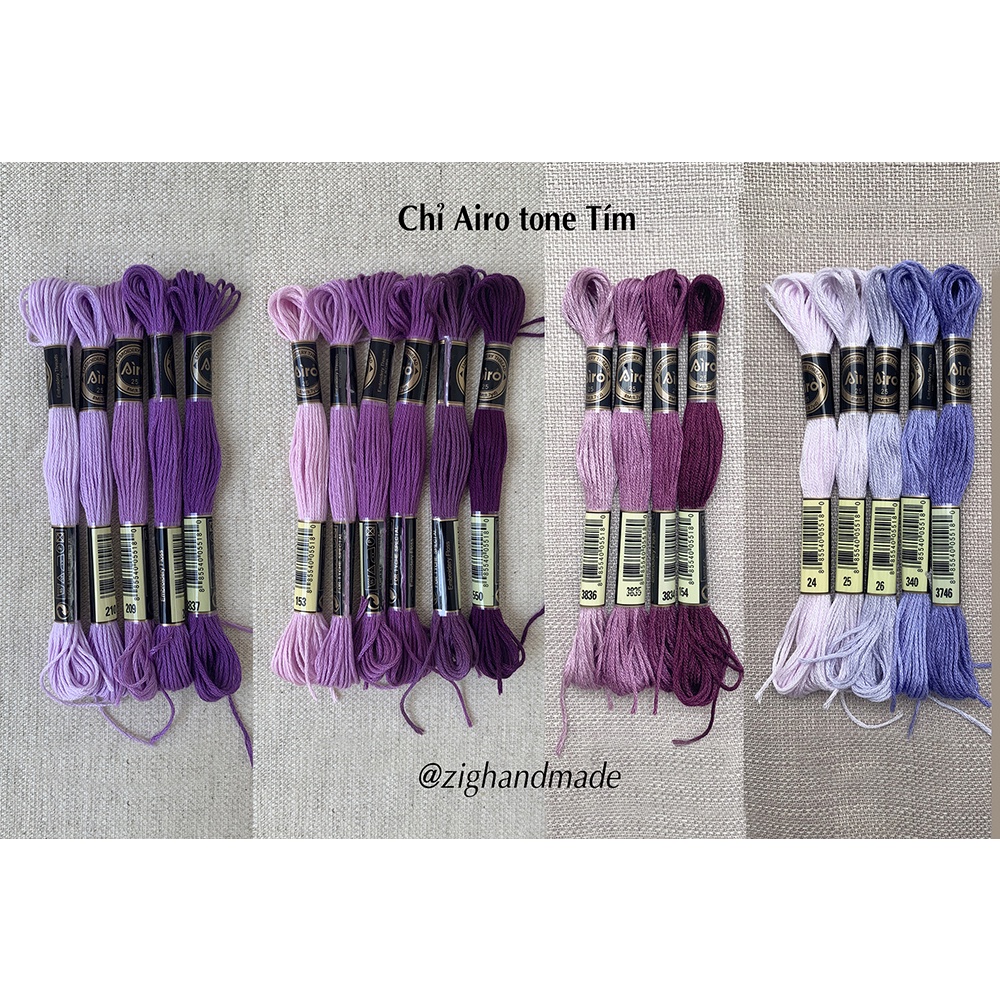 Set chỉ thêu Airo tone Tím