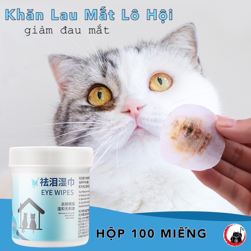 Khăn lau mắt cho mèo 100 miếng - tinh chât lô hội