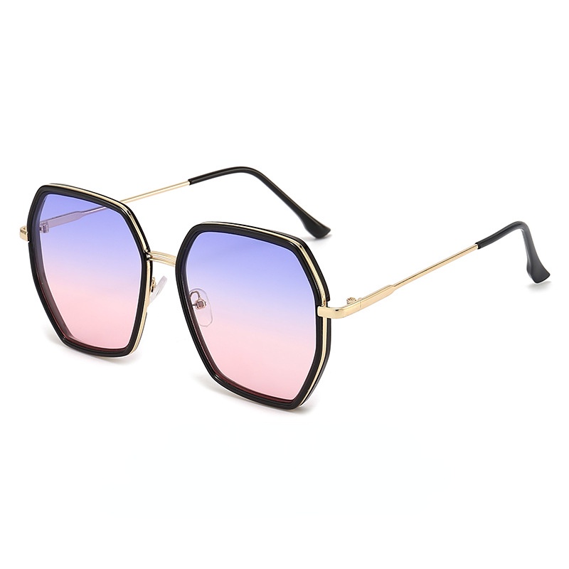 Kính Mát Thời Trang Hàn Quốc 2022 Gọng Lớn Tròng Đa Giác Màu Gradient Cá Tính Cho Nữ