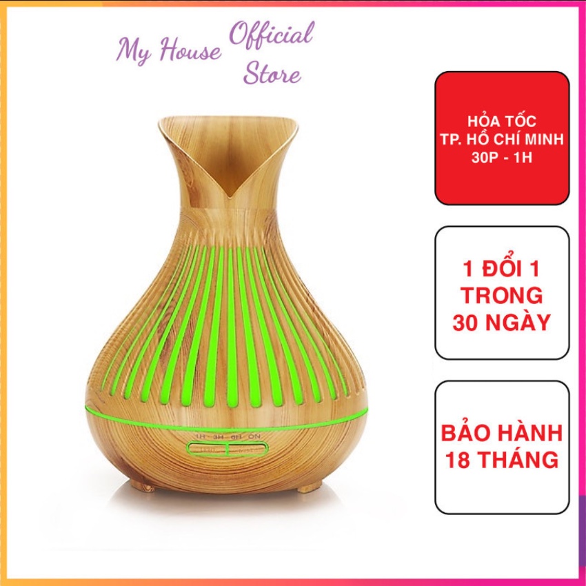 (Mẫu mới) Máy xông tinh dầu, máy khuếch tán tinh dầu Tulip có Remot dung tich 550ml nhiều mẫu mới