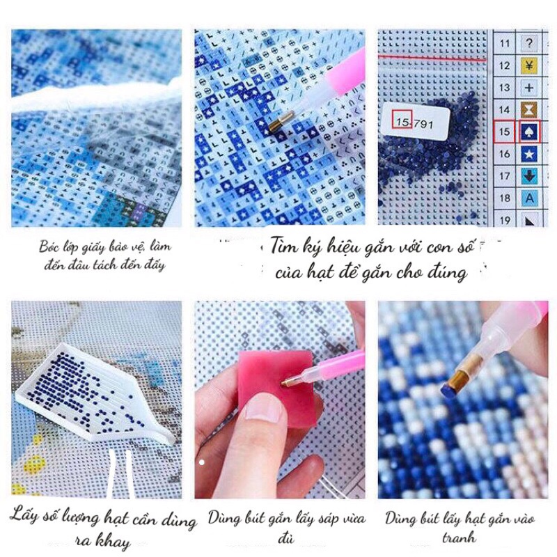 Tranh đính đá đặt làm theo ảnh theo yêu cầu kích thước 40x50